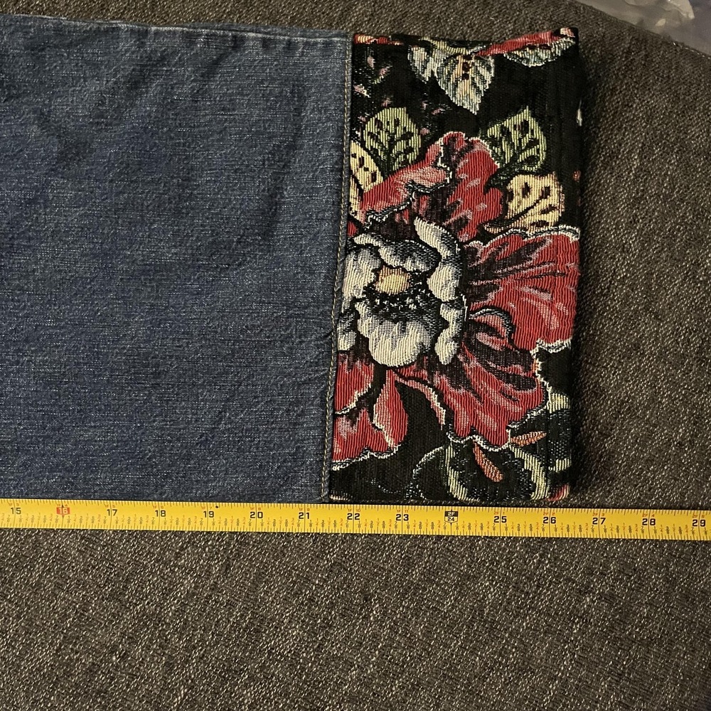 Rachel Comey Wide-Leg Jeans with Floral Cuffs - Denim Blue & Multicolor - Picture 6 of 11